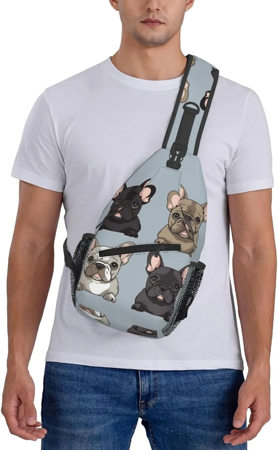 Cross Chest Bag Diagonally Sling Backpack Crossbody Shoulder Bag french bulldog Sling Bag Travel Hiking Daypack