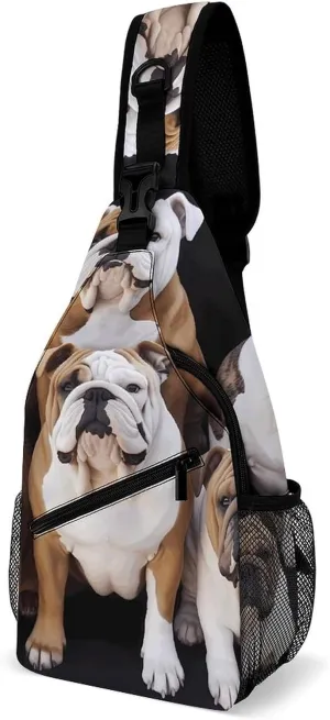 Cross Chest Bag Diagonally Sling Backpack Crossbody Shoulder Bags English Bulldogs Sling Bag Travel Hiking Daypack