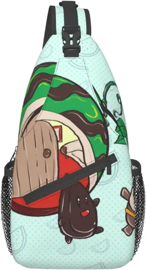Cross chest bag diagonally Sunflower seeds watermelon seeds picture Suitable For Men And Women outdoor hiking Work Daily travel trips, Black, One Size