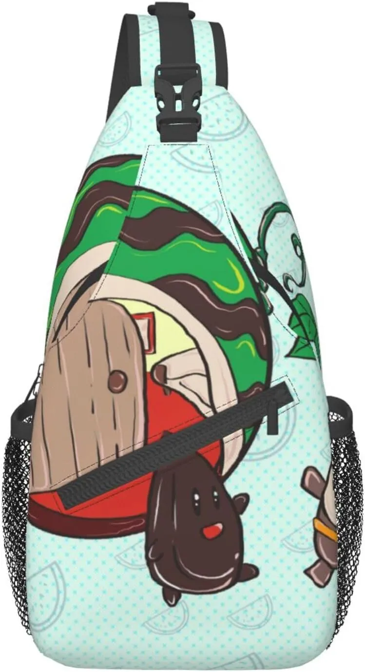 Cross chest bag diagonally Sunflower seeds watermelon seeds picture Suitable For Men And Women outdoor hiking Work Daily travel trips, Black, One Size