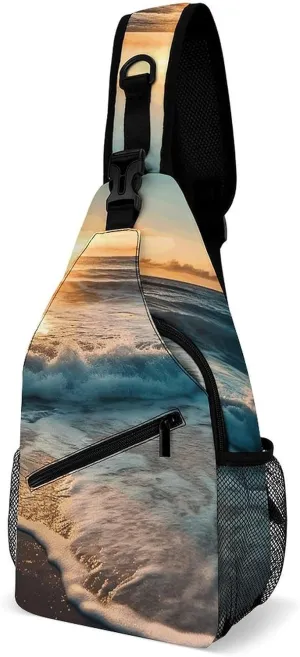 Crossbody Bag for Women Men Chest Bag Ocean Shell Art Sling Bag Crossbody Shoulder Bag Sling Backpack