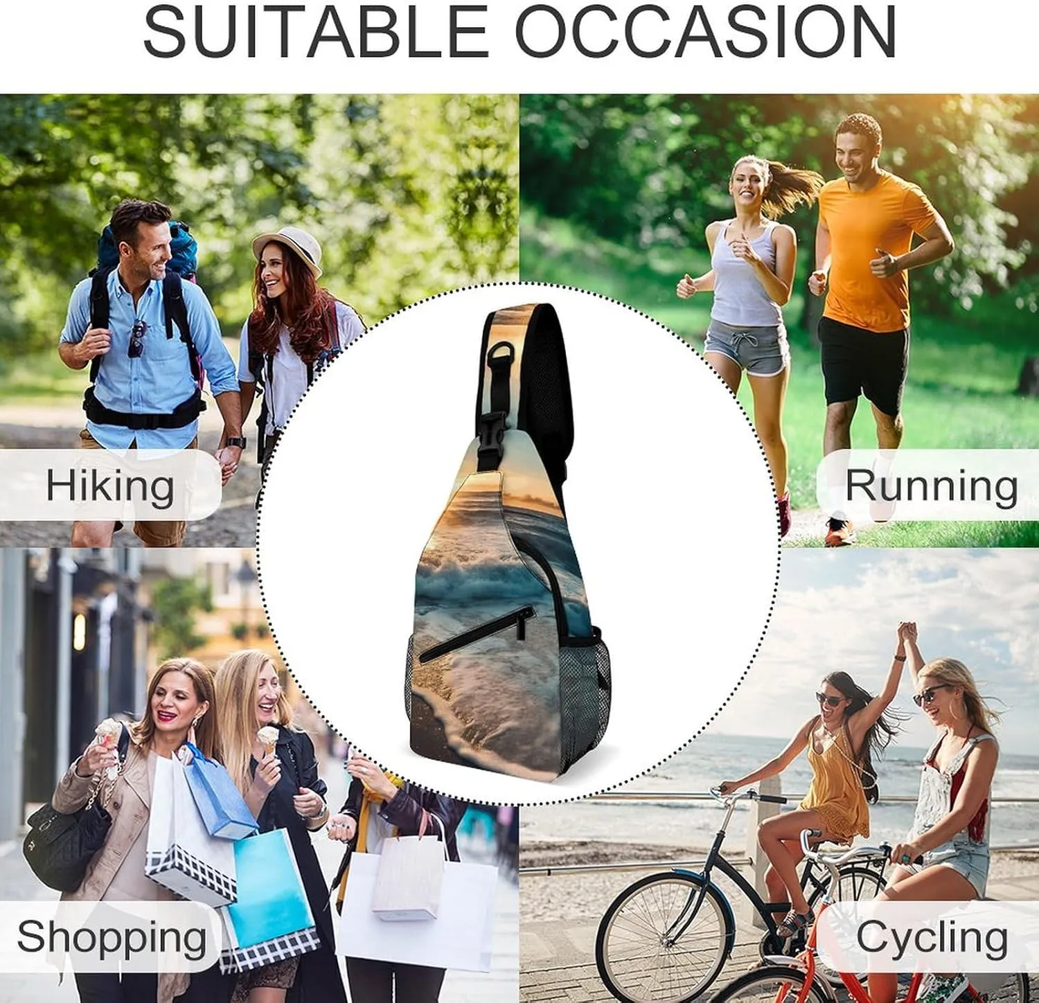 Crossbody Bag for Women Men Chest Bag Ocean Shell Art Sling Bag Crossbody Shoulder Bag Sling Backpack