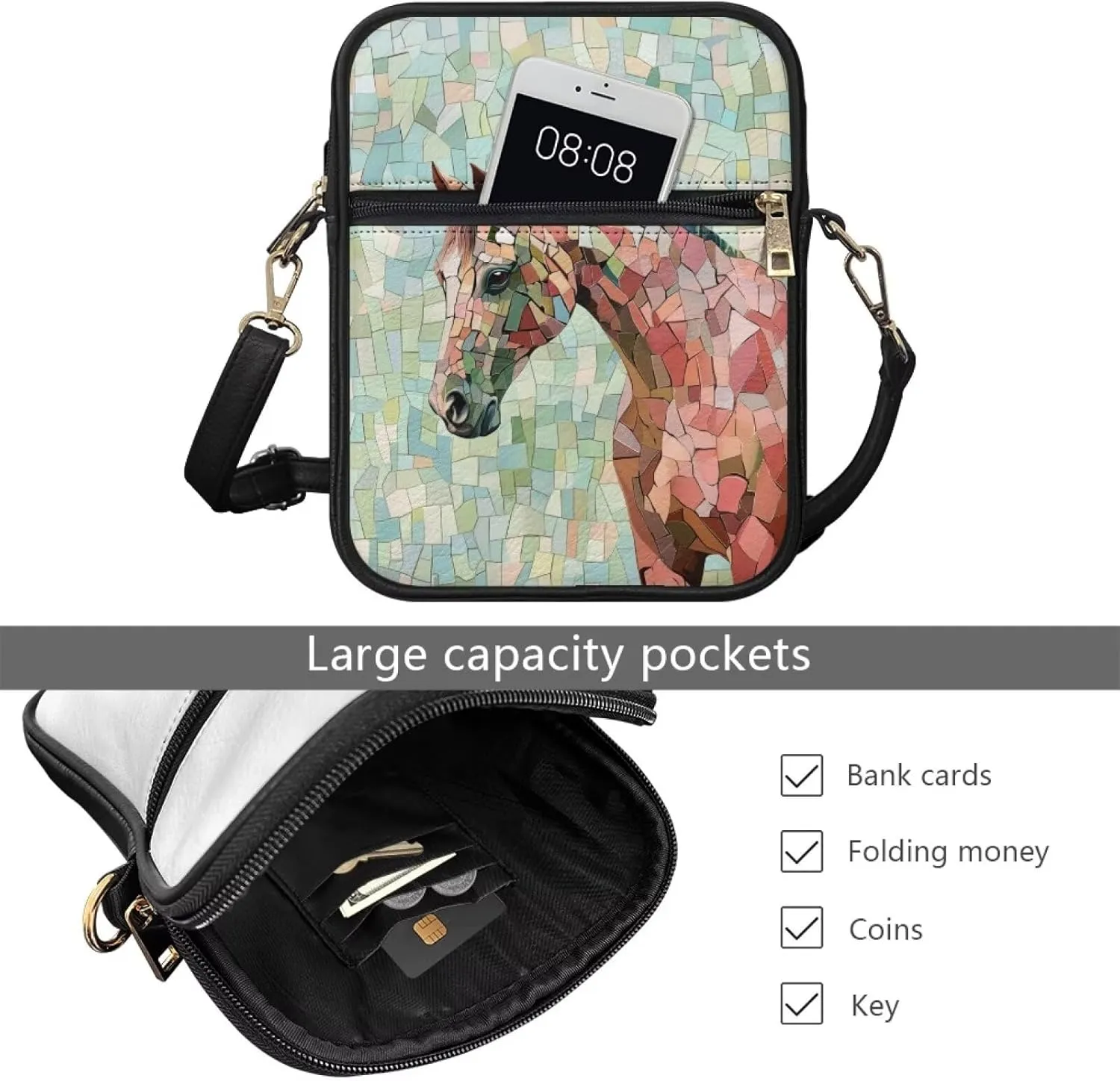Crossbody Bags for Women Travel Abstract Art Shoulder Bag Leather Messenger Purse