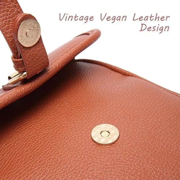 Crossbody Leather Bag, Vintage Messenger Bag, With Card Slots, Double-Layer Large Capacity Mini Bags for Women