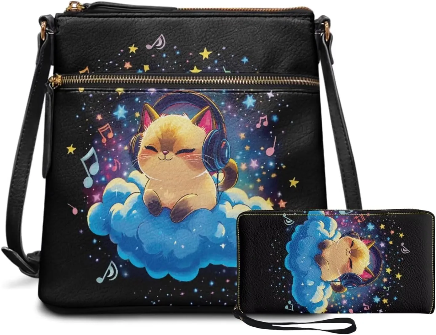 Crossbody Purses 2Pcs, Fashion Crossbody Messenger Bags with a Small Wallet Portable Easy to Carry for Travel