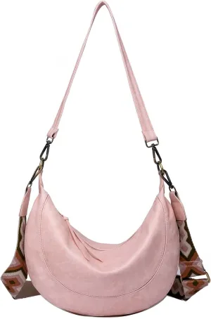 Crossbody Shoulder Bag Moon Hobo Bag with 2 Removable Shoulder Straps for Women Ladies Chic Satchel PU Leather
