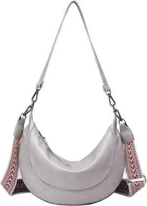 Crossbody Shoulder Bag Moon Hobo Bag with 2 Removable Shoulder Straps for Women Ladies Chic Satchel PU Leather