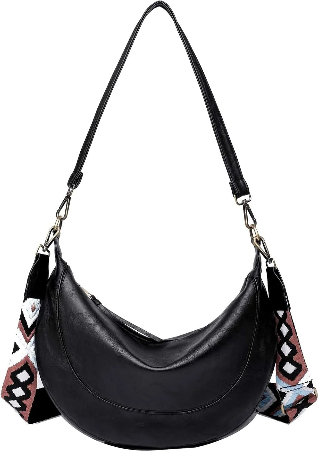 Crossbody Shoulder Bag Moon Hobo Bag with 2 Removable Shoulder Straps for Women Ladies Chic Satchel PU Leather
