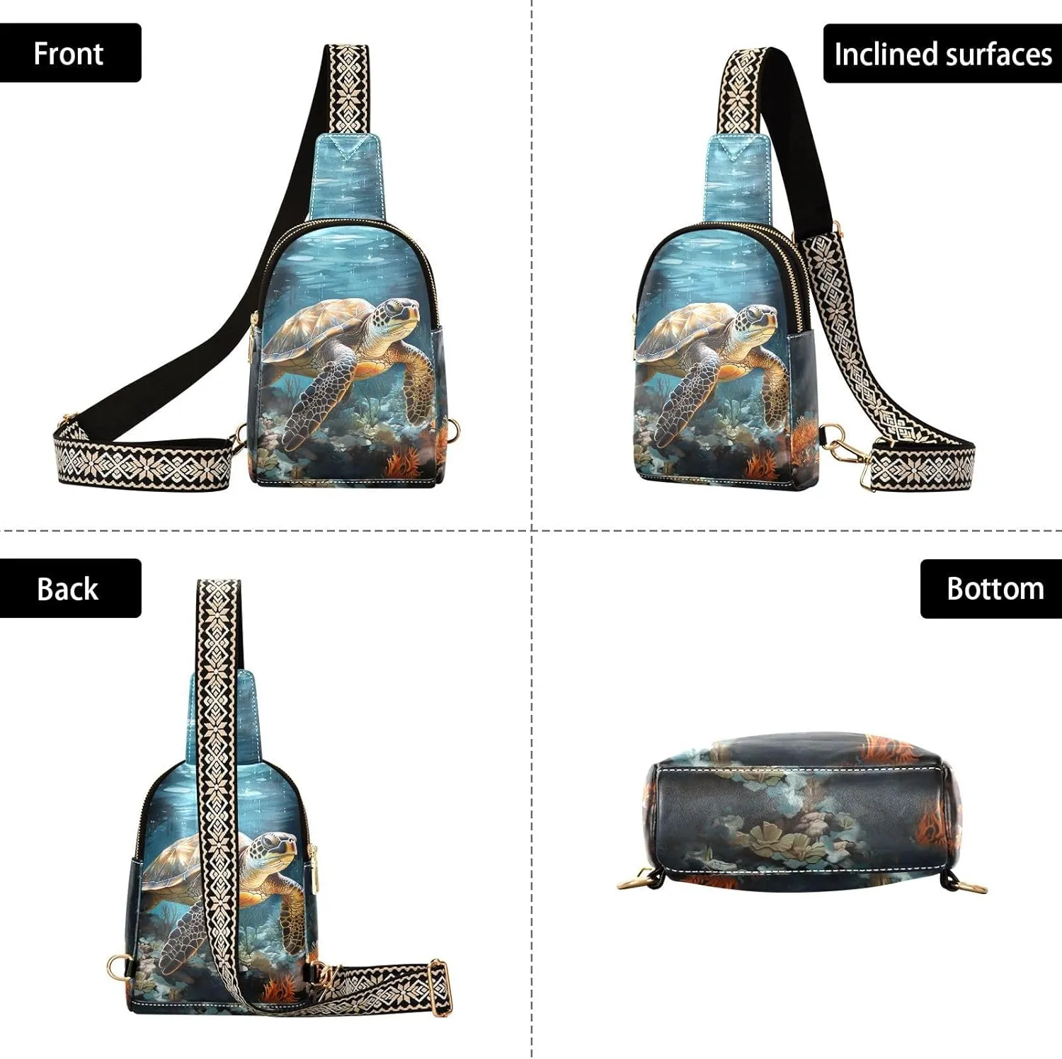 Crossbody Sling Bag for Women Leather Shoulder Chest Bag Small Fanny Pack for Hiking Travel