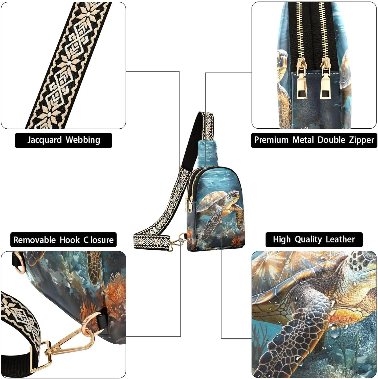 Crossbody Sling Bag for Women Leather Shoulder Chest Bag Small Fanny Pack for Hiking Travel