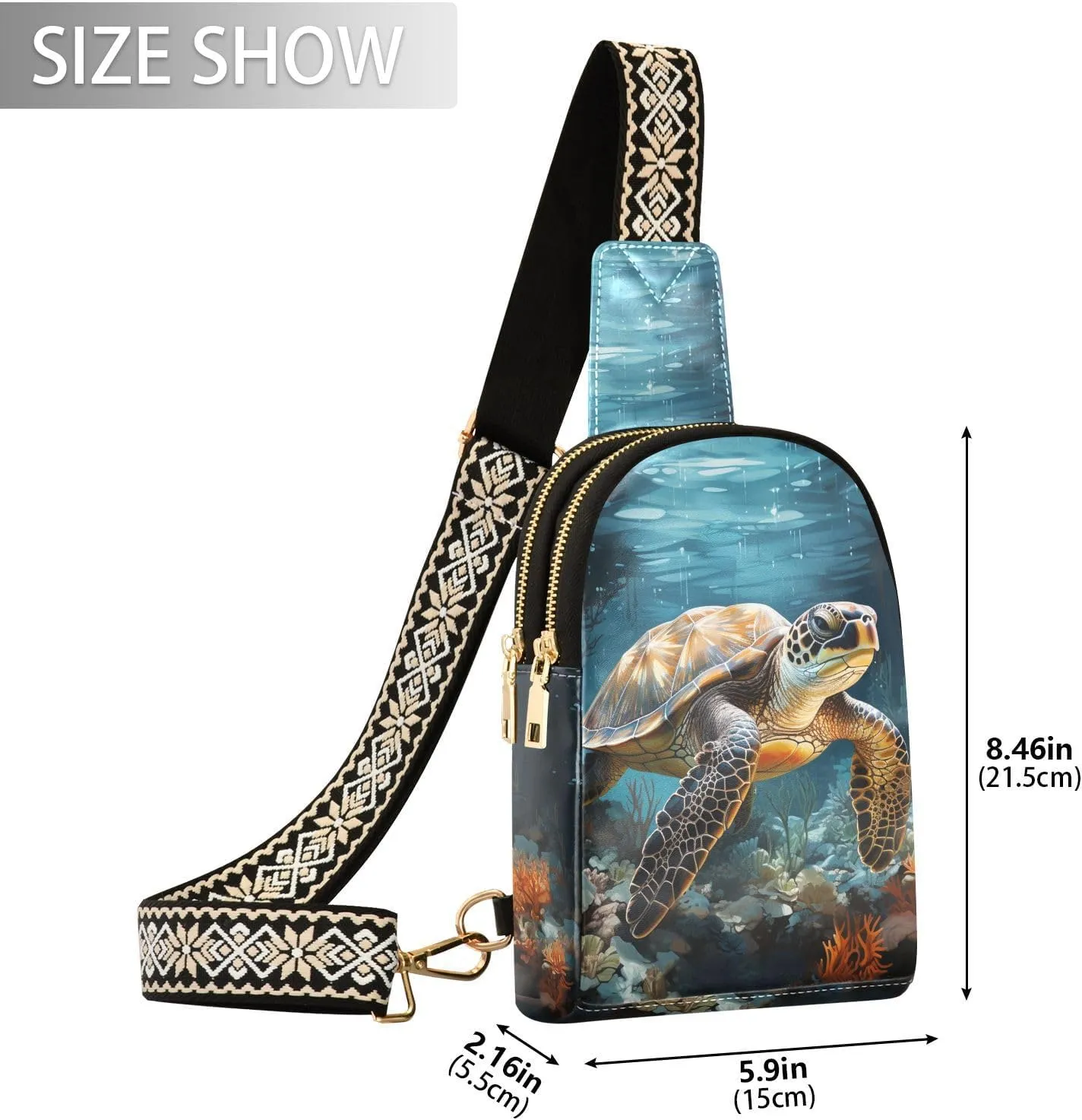 Crossbody Sling Bag for Women Leather Shoulder Chest Bag Small Fanny Pack for Hiking Travel