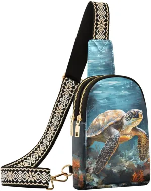 Crossbody Sling Bag for Women Leather Shoulder Chest Bag Small Fanny Pack for Hiking Travel