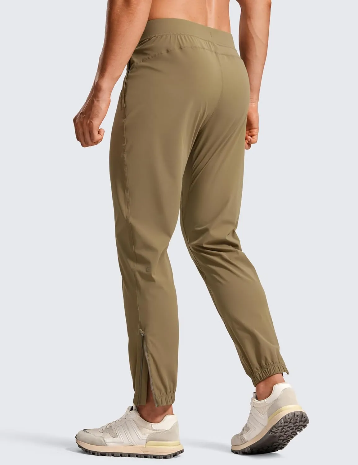 CRZ YOGA Athletic Joggers for Men - 29" Lightweight Running Training Pants with Zip Pockets and Ankle Zippers