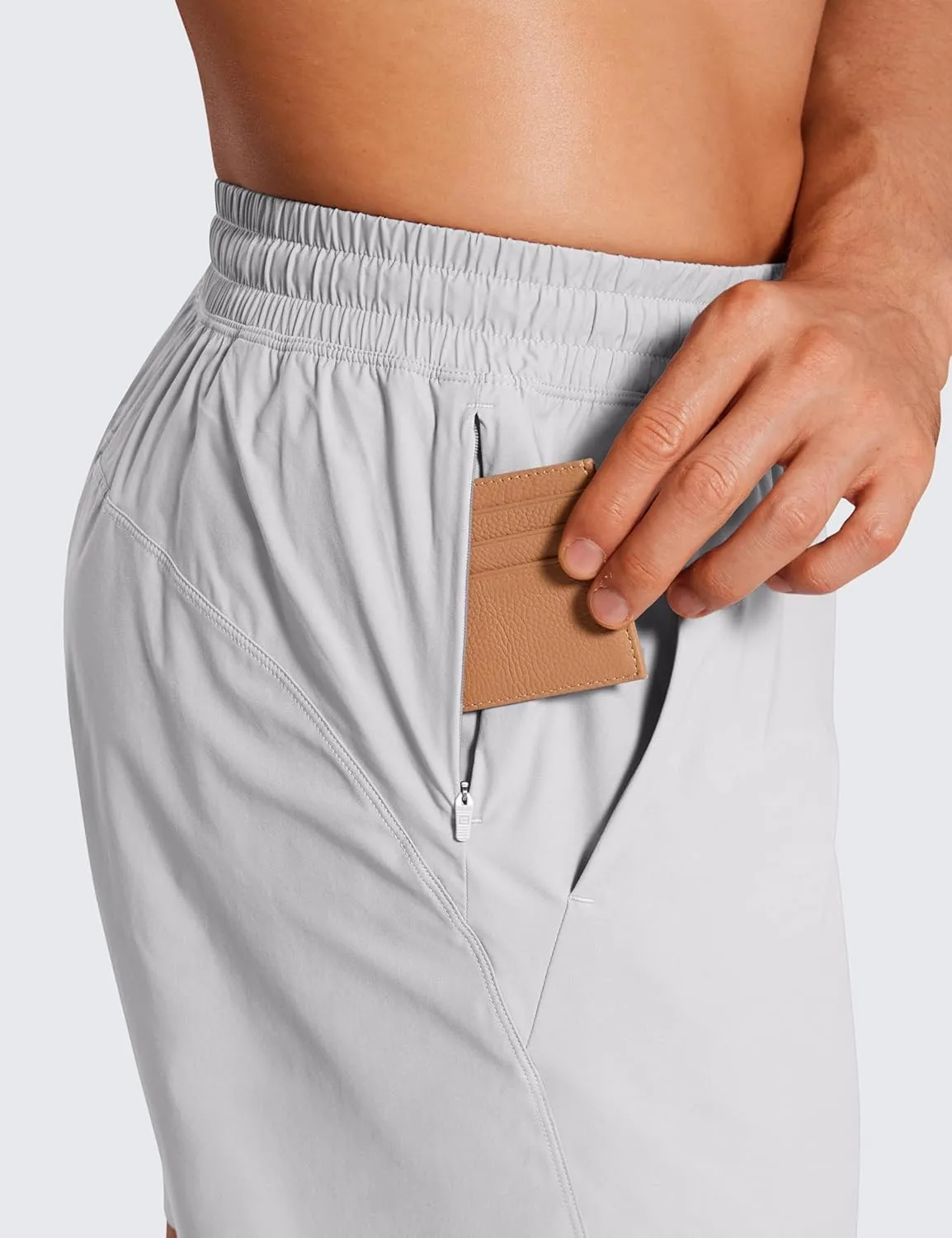 CRZ YOGA Casual Workout Mens Shorts 7 Inch Lightweight Quick Dry for Gym Athletic with Zipper Pocket