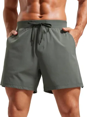CRZ YOGA Gym Shorts Men 5” Side Split Quick Dry Lightweight Stretchy for Athletic Workout Running with Zipper Pocket