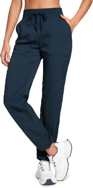 CRZ YOGA Lightweight Straight Leg Workout Pants for Women Casual Ruched Work Gym Athletic Joggers with Pockets