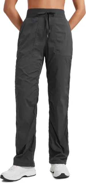 CRZ YOGA Lightweight Straight Leg Workout Pants for Women Casual Ruched Work Gym Athletic Joggers with Pockets