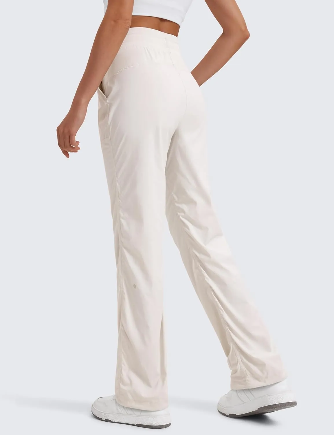 CRZ YOGA Lightweight Straight Leg Workout Pants for Women Casual Ruched Work Gym Athletic Joggers with Pockets