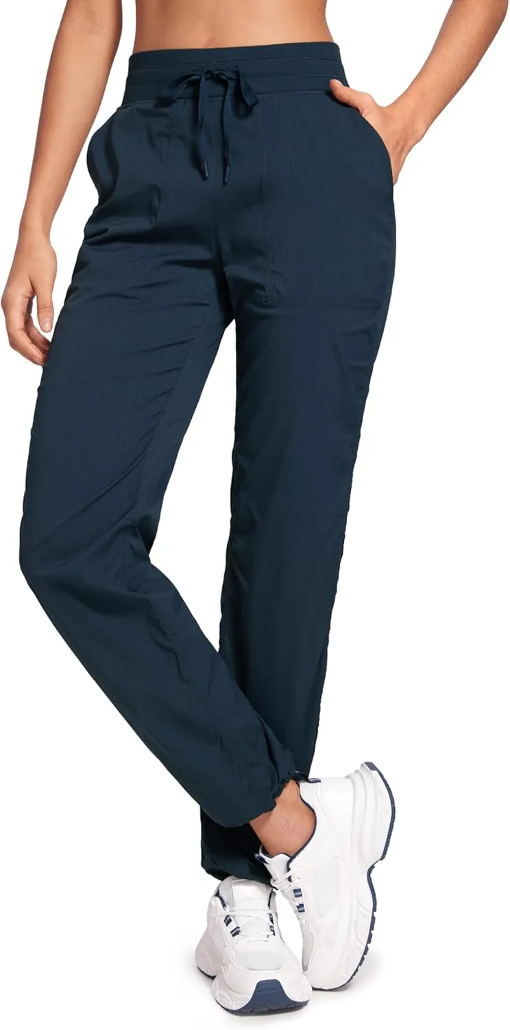 CRZ YOGA Lightweight Straight Leg Workout Pants for Women Casual Ruched Work Gym Athletic Joggers with Pockets
