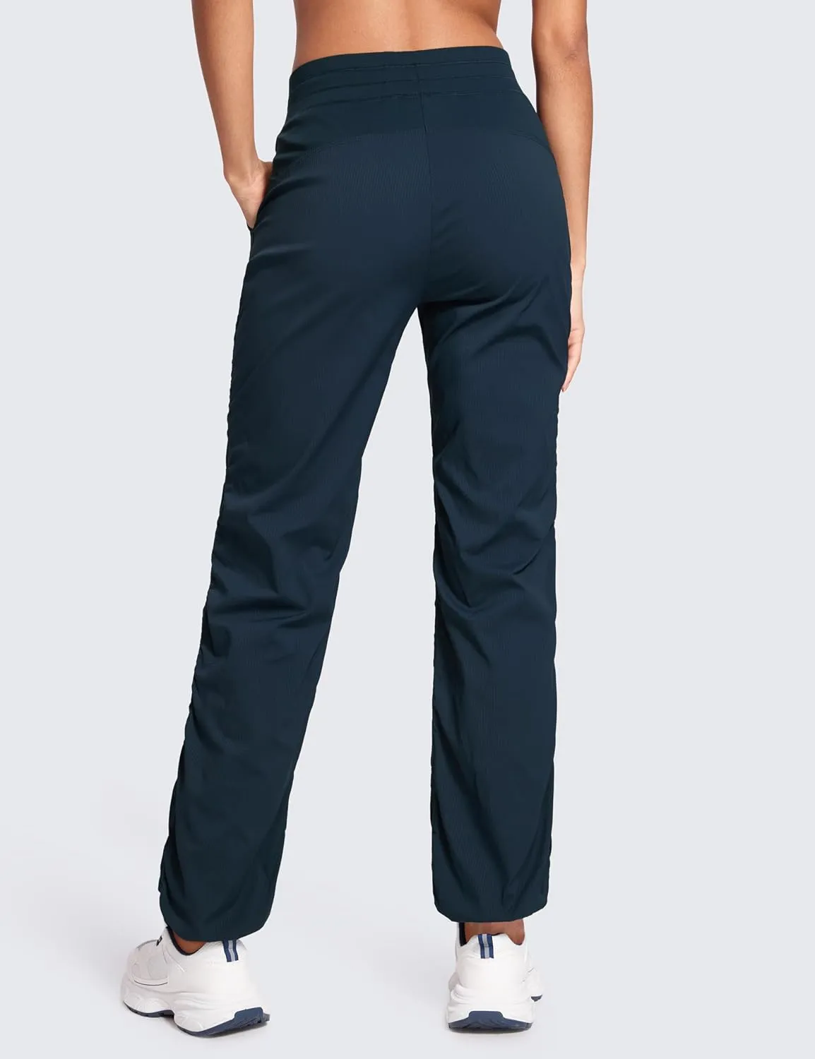 CRZ YOGA Lightweight Straight Leg Workout Pants for Women Casual Ruched Work Gym Athletic Joggers with Pockets