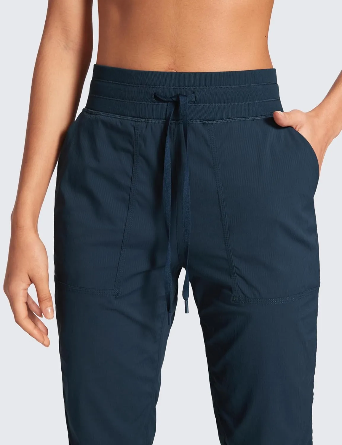 CRZ YOGA Lightweight Straight Leg Workout Pants for Women Casual Ruched Work Gym Athletic Joggers with Pockets