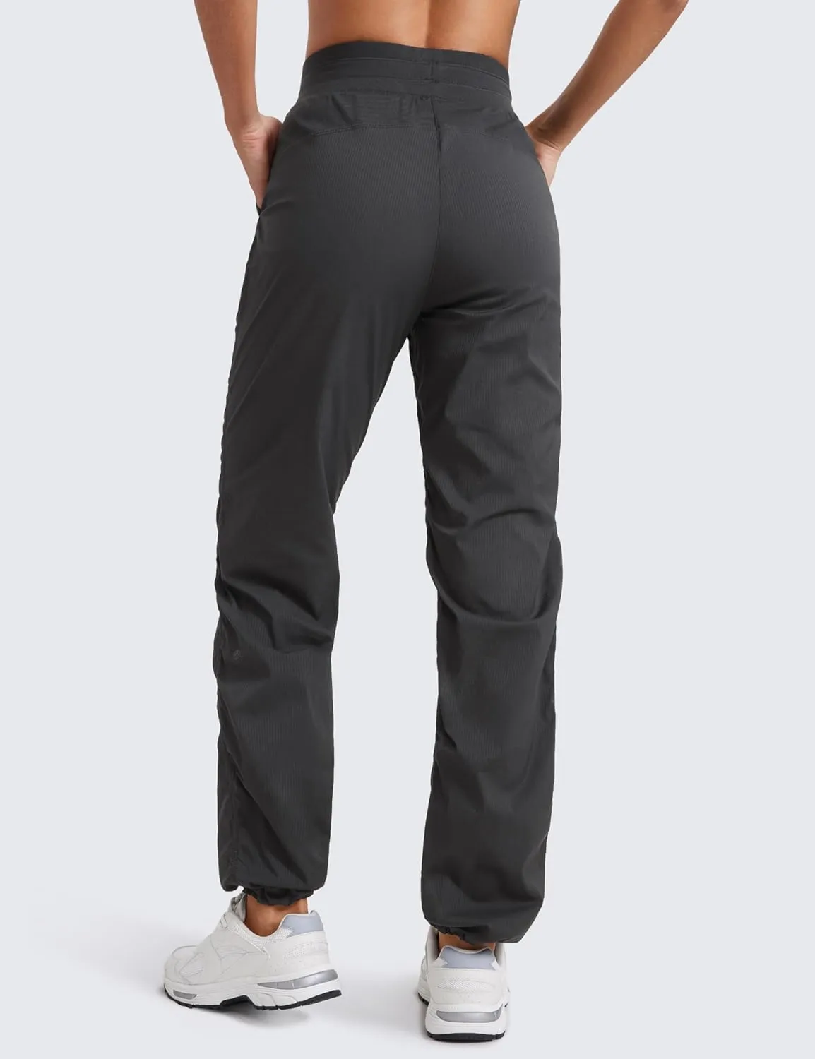 CRZ YOGA Lightweight Straight Leg Workout Pants for Women Casual Ruched Work Gym Athletic Joggers with Pockets