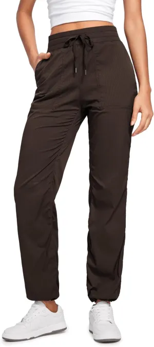 CRZ YOGA Lightweight Straight Leg Workout Pants for Women Casual Ruched Work Gym Athletic Joggers with Pockets