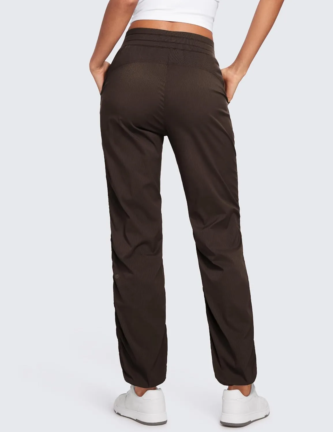 CRZ YOGA Lightweight Straight Leg Workout Pants for Women Casual Ruched Work Gym Athletic Joggers with Pockets