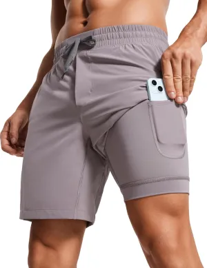 CRZ YOGA Men's 2 in 1 Running Shorts with Liner - 7'' Quick Dry for Workout Sports Athletic with Pockets