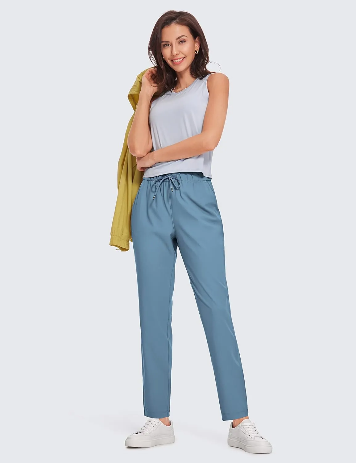 CRZ YOGA Womens 4-Way Stretch Pants Tall 29" - Sweatpants Travel Outdoor Workout Athletic Pockets Trousers