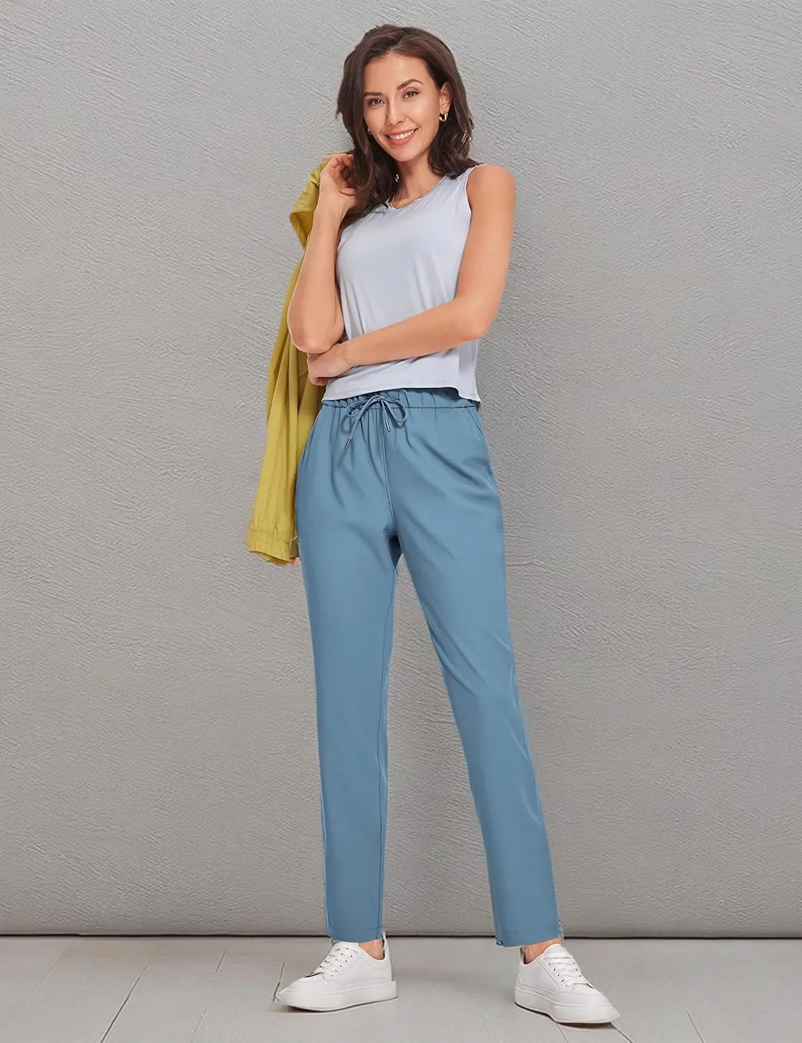 CRZ YOGA Womens 4-Way Stretch Pants Tall 29" - Sweatpants Travel Outdoor Workout Athletic Pockets Trousers