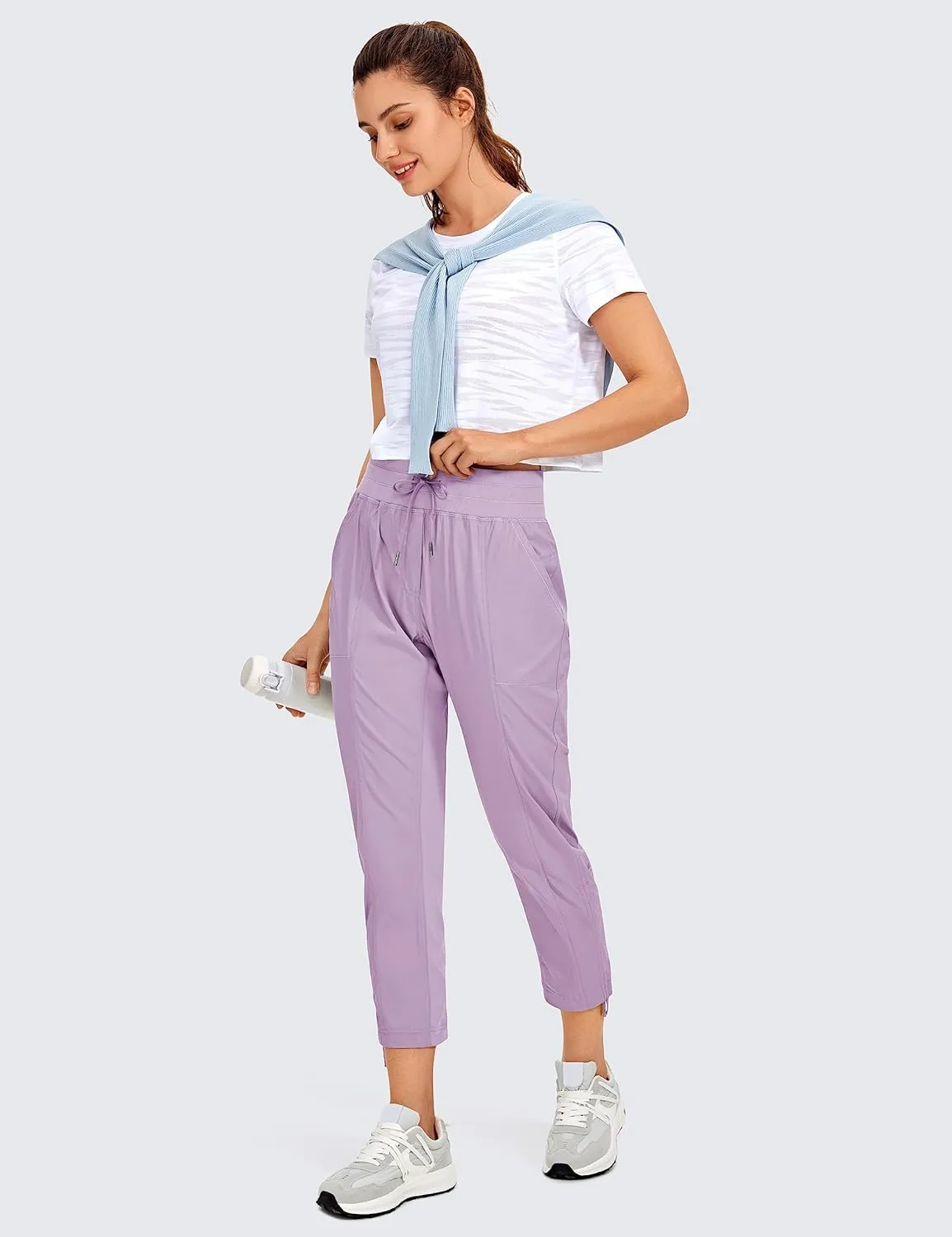 CRZ YOGA Womens Casual 7/8 Pants 25"- Lightweight Workout Outdoor Athletic Track Travel Lounge Joggers Pockets