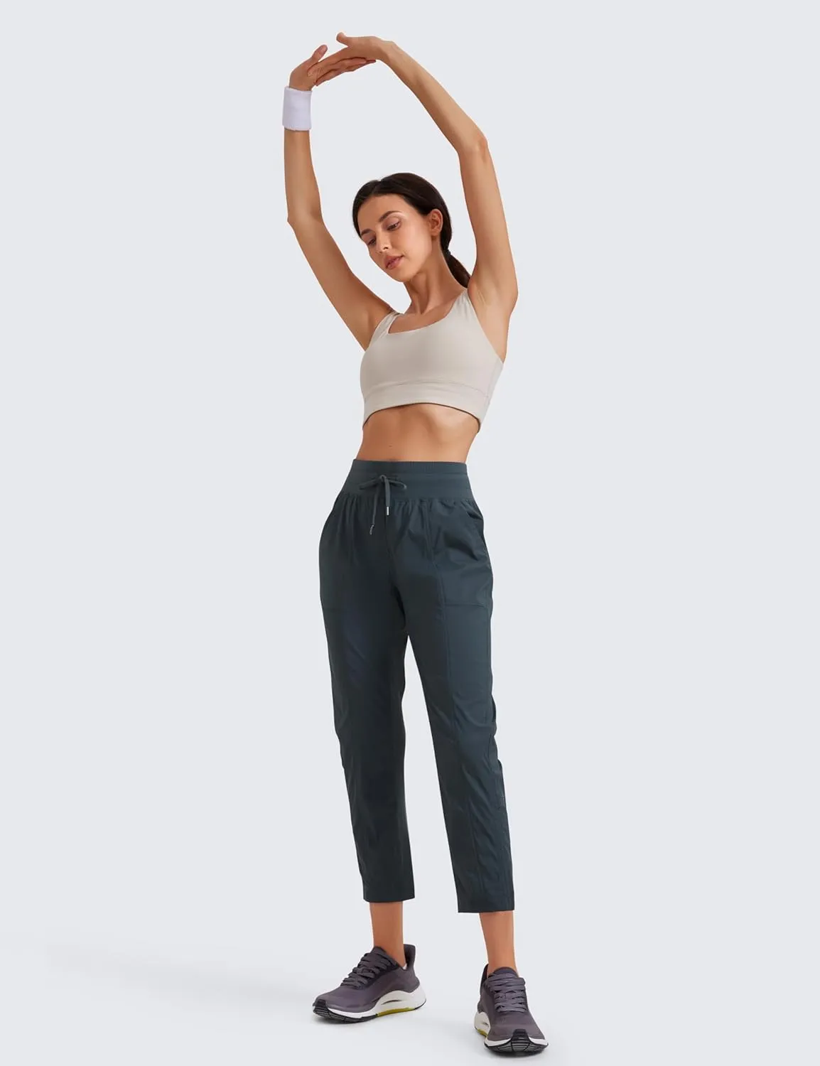 CRZ YOGA Womens Casual 7/8 Pants 25"- Lightweight Workout Outdoor Athletic Track Travel Lounge Joggers Pockets