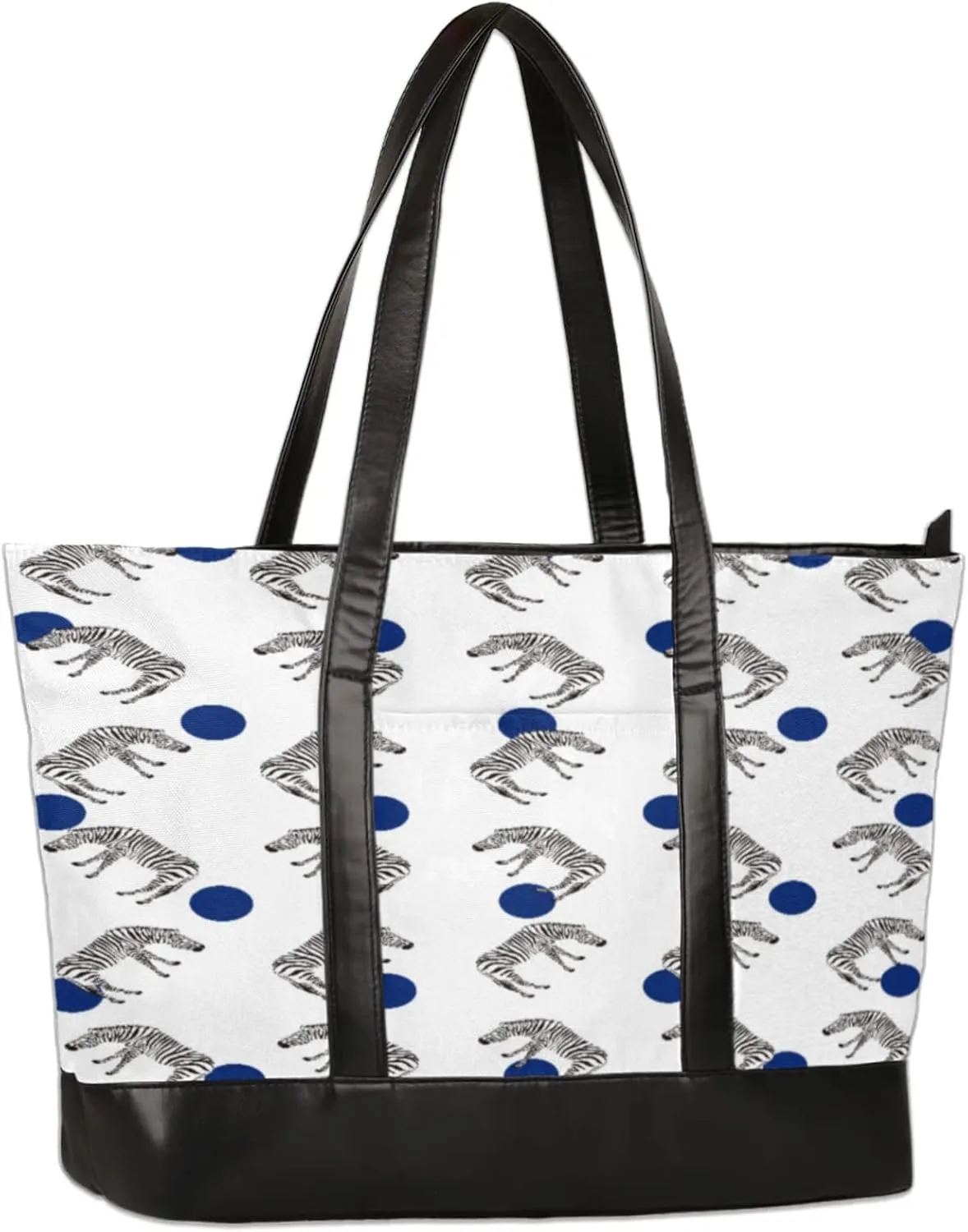 Cute Abstract Zebras Dots Laptop Tote Bag for Women Lightweight Work Purse with Multiple Compartments Fits 13-15.6 Inch Laptop Tablet Shoulder Bag for Office Travel Daily Use
