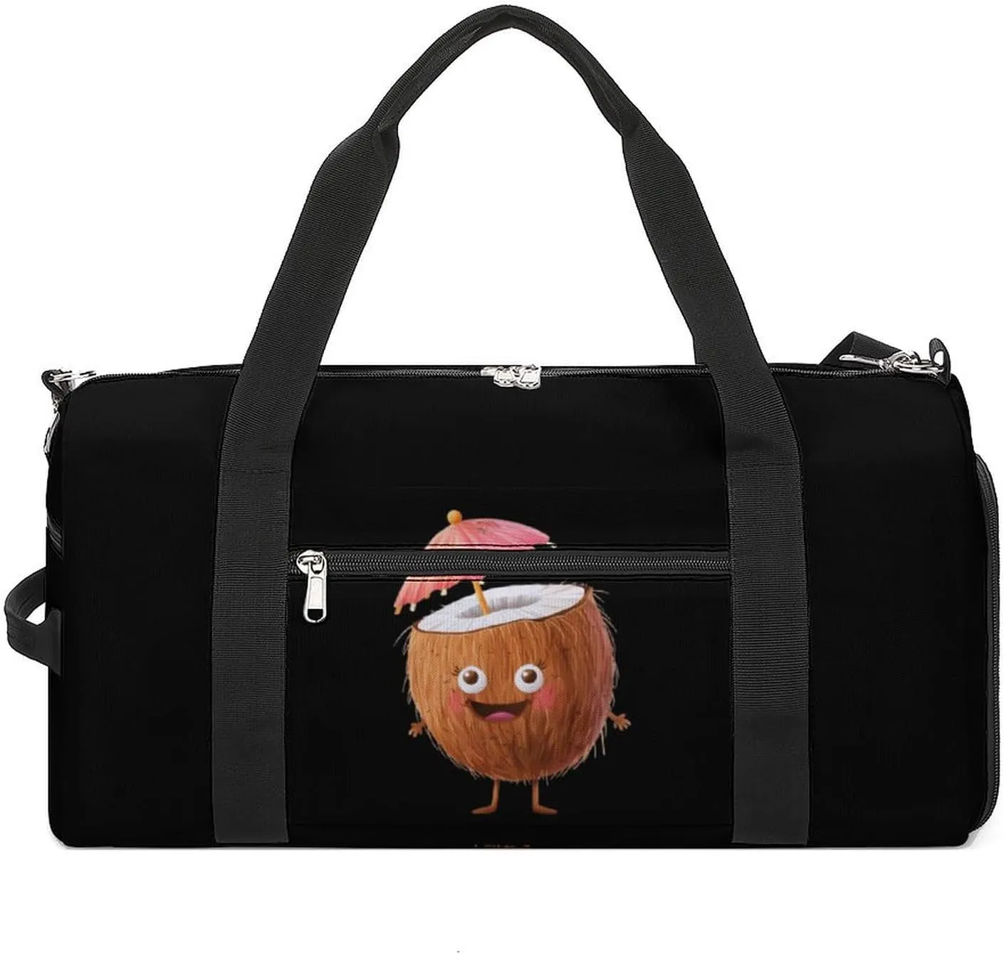Cute Coconut Drink Travel Gym Bag Sport Workout Duffel Bags with Compartments And Side Pocket