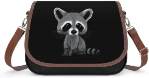 Cute Raccoon Casual Crossbody Bags for Women Classic Messenger Satchel Handbags Shoulder Purse Waterproof