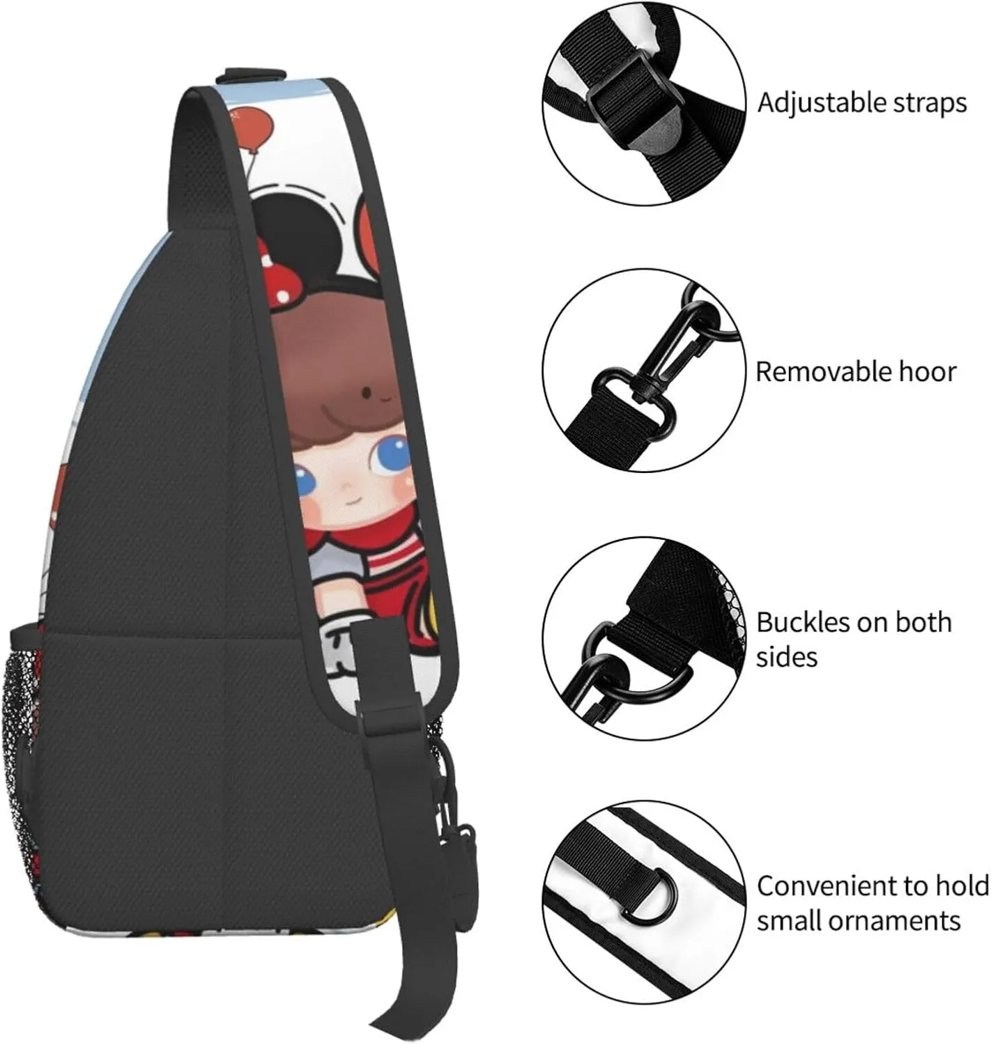 D-IMOO Crossbody Bag, Chest Crossbody Bag, Men's Casual Crossbody Chest Bag, Hiking Backpack Black