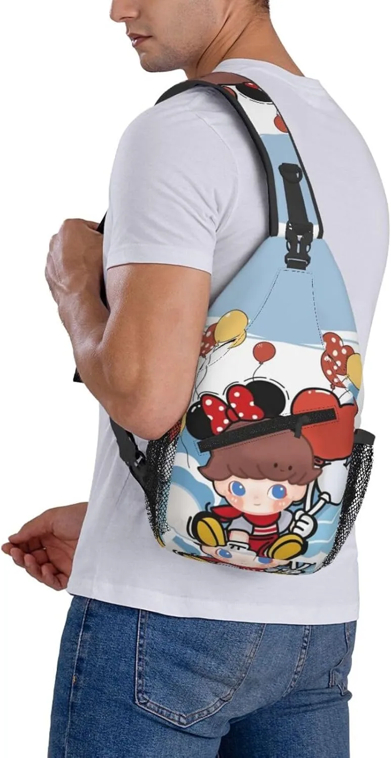 D-IMOO Crossbody Bag, Chest Crossbody Bag, Men's Casual Crossbody Chest Bag, Hiking Backpack Black
