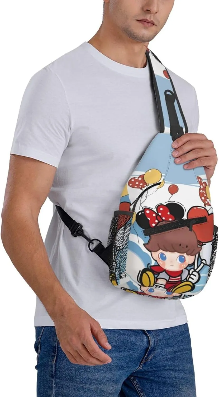 D-IMOO Crossbody Bag, Chest Crossbody Bag, Men's Casual Crossbody Chest Bag, Hiking Backpack Black