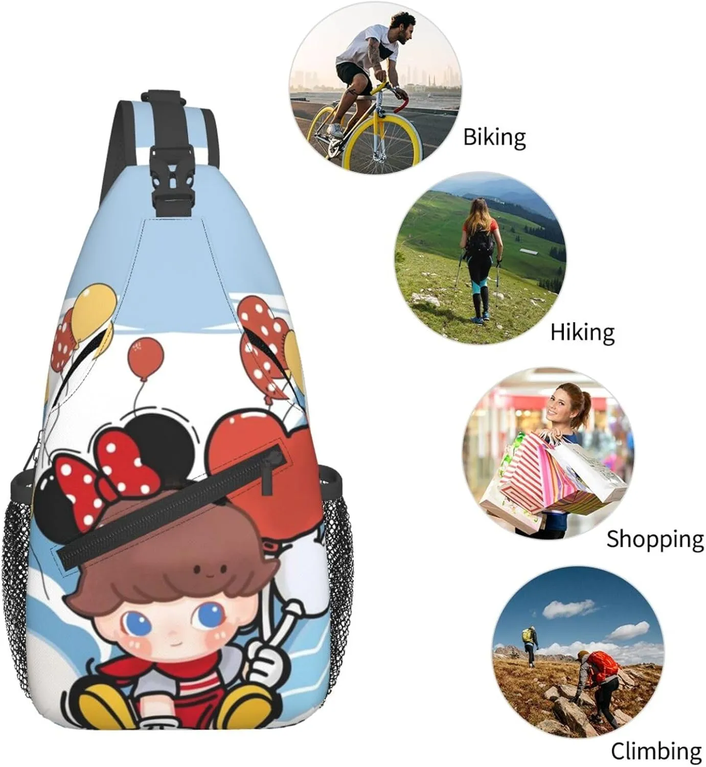 D-IMOO Crossbody Bag, Chest Crossbody Bag, Men's Casual Crossbody Chest Bag, Hiking Backpack Black