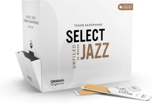 D'Addario Organic Select Jazz Tenor Saxophone Reeds, Unfiled, Strength 2 Hard, Pack of 25
