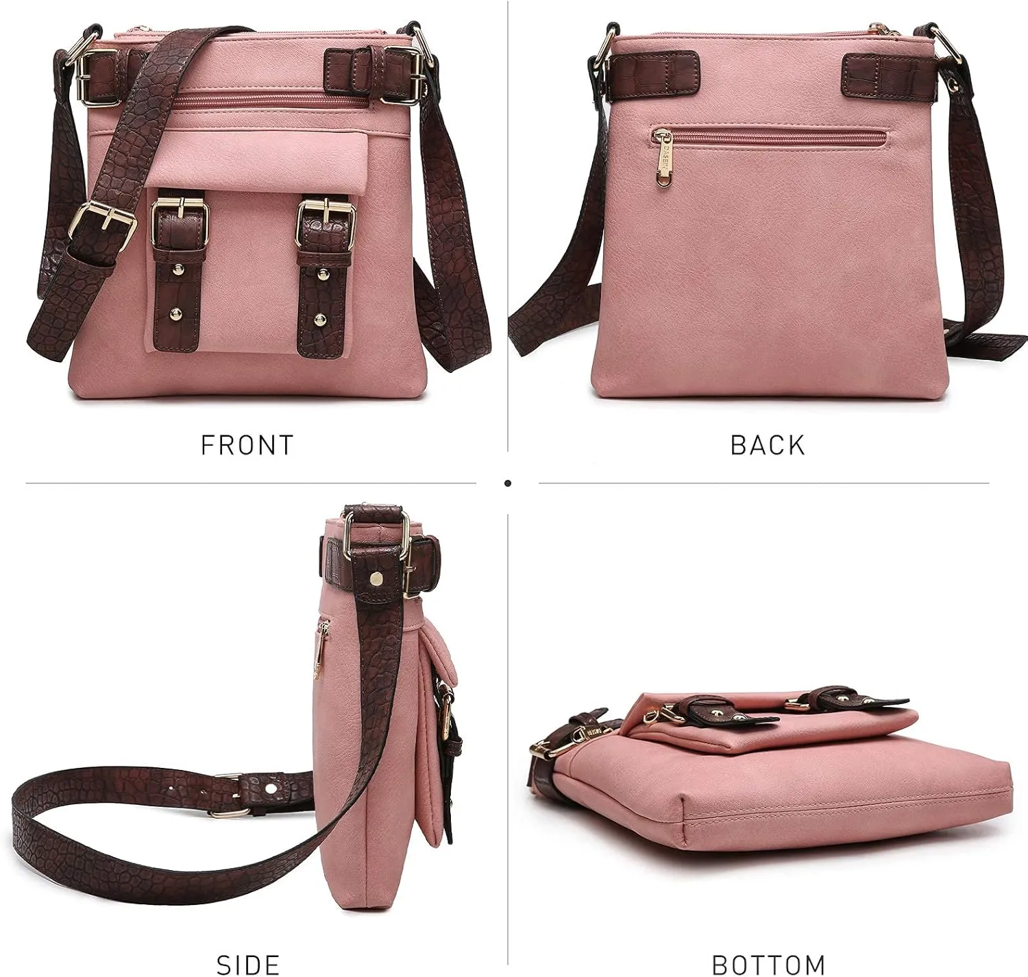 Dasein Women Lightweight Crossbody Bags Soft Vegan Leather Messenger Bag Shoulder Bag Travel Purse