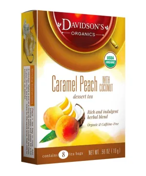 Davidson's Organics, Caramel Peach with Coconut, 8-count Tea Bags, Pack of 12