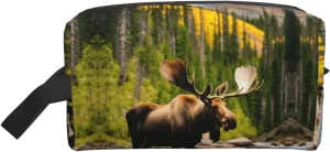Deer Bear Moose Print Storage Bags Travel Cosmetic Organizer Bag Large Capacity Zippered Storage Pouch