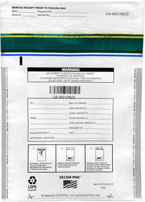 Deposit Bags - Pack of 100 - Bill Capacity, 1,000 - Premium, Level 4 Security Tamper Evident, White Security Bags - Self Sealing, Opaque 2.5 Mil Plastic - 9" x 12" - SECUR-PAK