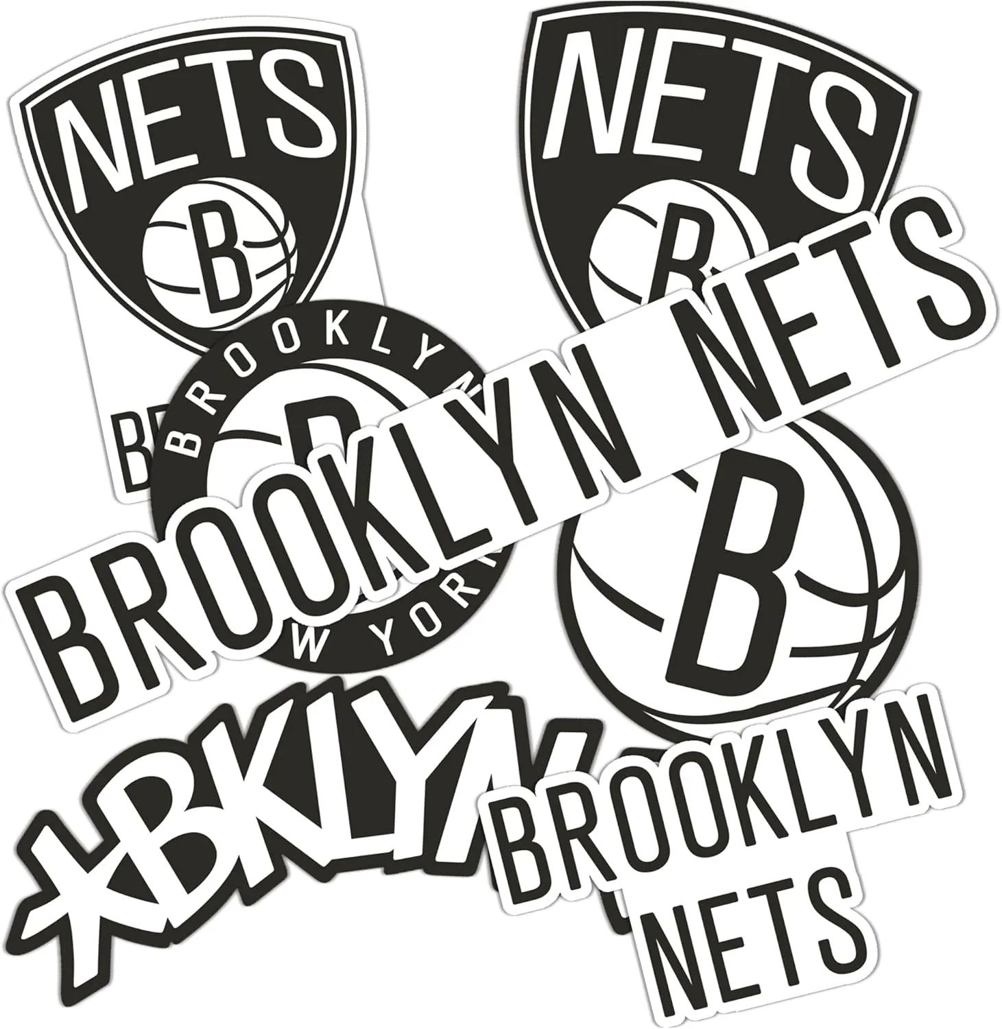 Desert Cactus Brooklyn Nets Sticker NBA Officially Licensed Vinyl Decal Laptop Water Bottle Car Scrapbook Sheet (Type 2)