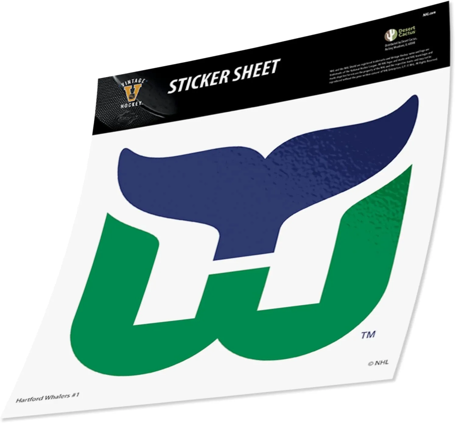 Desert Cactus Hartford Whalers Sticker NHL Team National Hockey League Vinyl Decal Laptop Water Bottle Car Scrapbook (Vintage Individual A)
