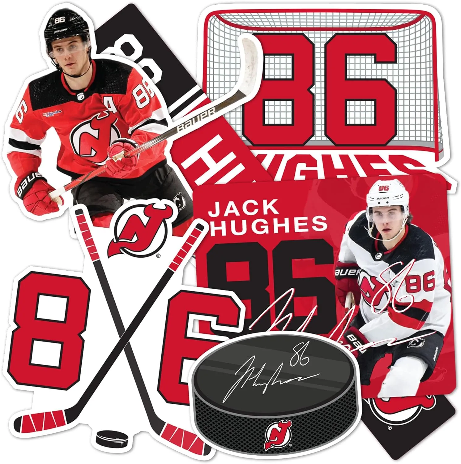 Desert Cactus New Jersey Devils Sticker Team NHL National Hockey League Player Vinyl Decal Laptop Water Bottle Car Scrapbook (Type P2 - Jack Hughes)