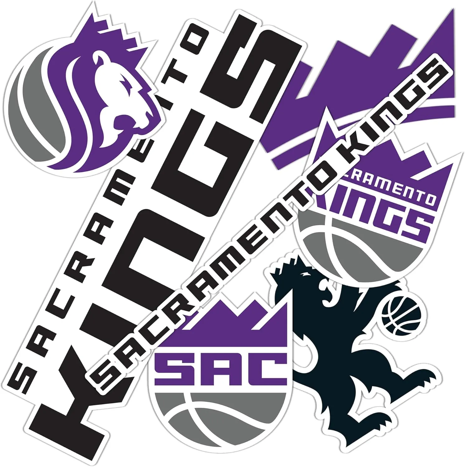 Desert Cactus Sacramento Kings Sticker NBA Officially Licensed Vinyl Decal Laptop Water Bottle Car Scrapbook Sheet (Type 2)