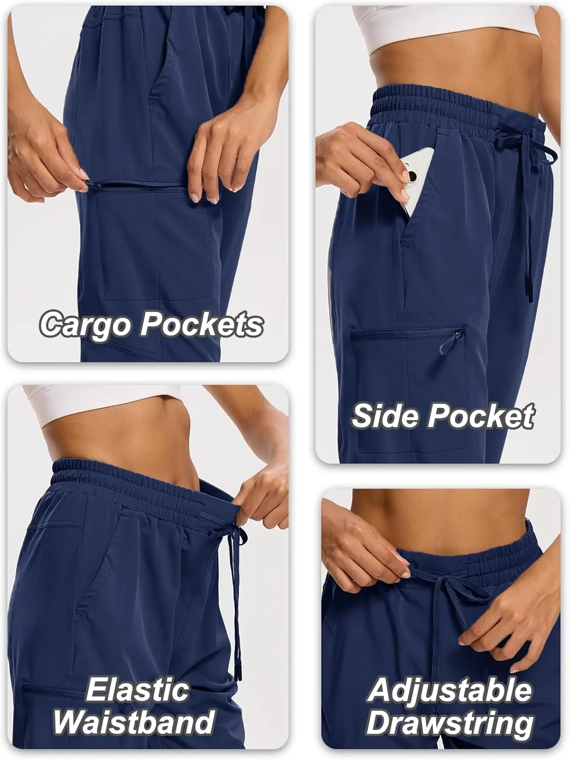 DEVOROPA Women's Hiking Long Shorts Knee Length Lightweight Quick Dry Cargo Athletic Bermuda Beach Shorts with Zipper Pockets